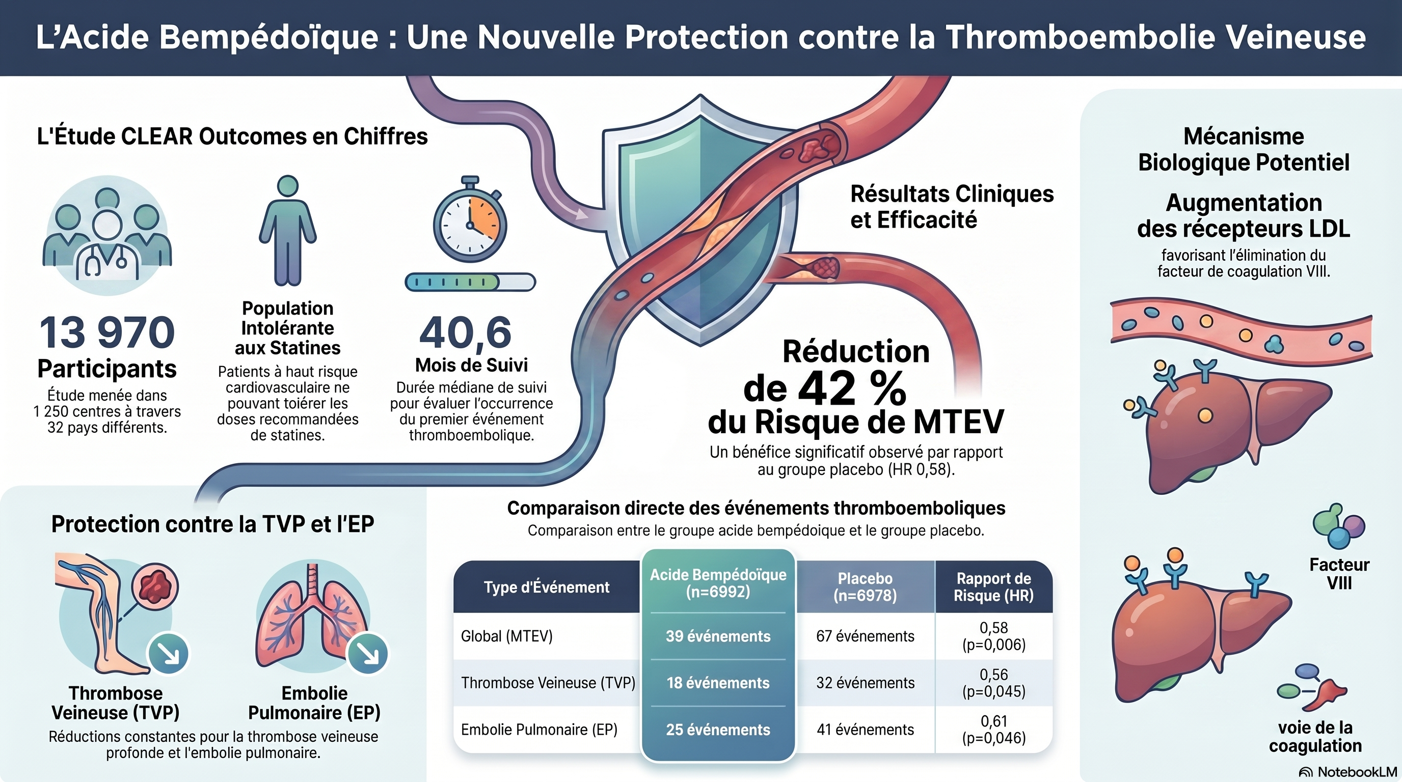 Acide bempédoïque et thromboembolie veineuse