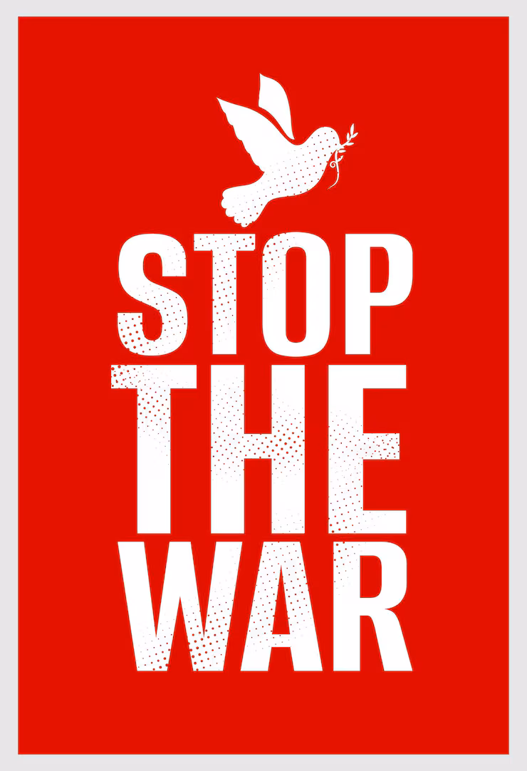stop the war red poster with peace bird and olive branch 1017 63306