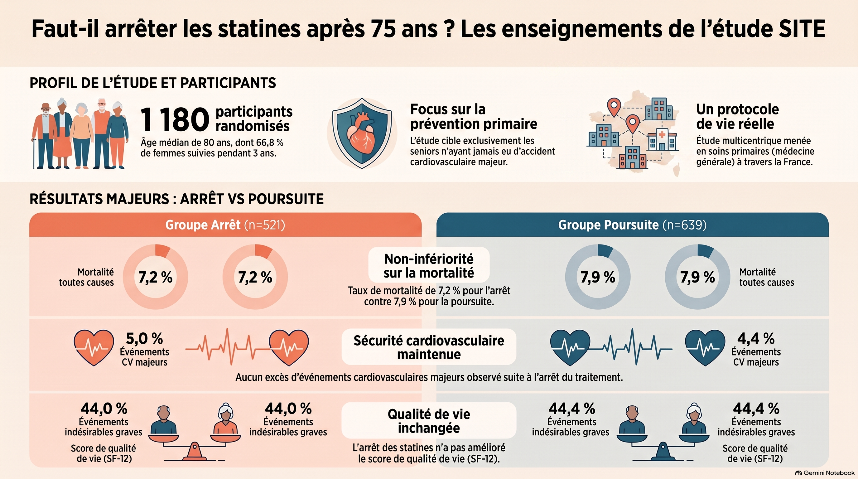 Étude SITE arrêt des statines