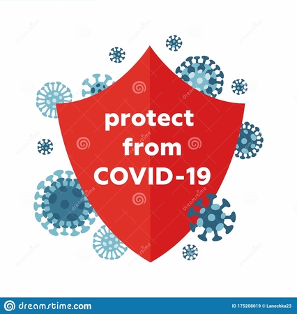 coronavirus concept covid icon red shield vector illustration flat style medical designs infographics 175208019