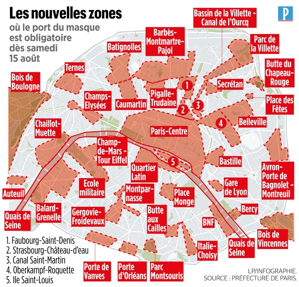 Paris et les Masques : zones où c'est obligatoire dès le 15 Août 2020