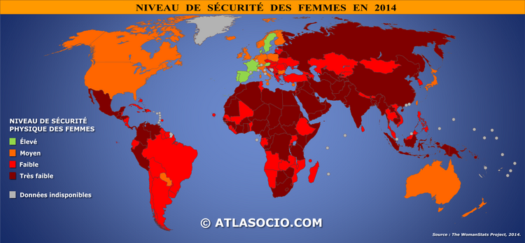 carte monde niveau securite femmes en 2014 atlasocio
