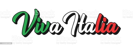 "Viva LItalia" quote in Italian as web banner. Translated "Long live Italy".  Drawn  patriotic lettering for postcard, invitation, poster, label, mug.